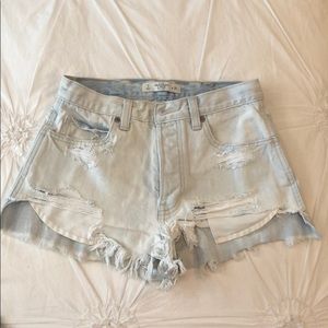 Abercrombie Light Wash High Rise Cutoff Shorts